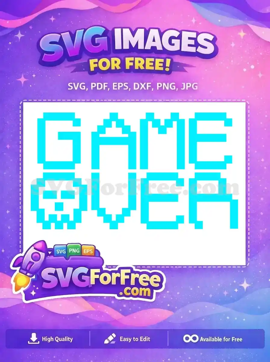Free Blue Pixelated Skull Free Game Over Pacman Free SVG