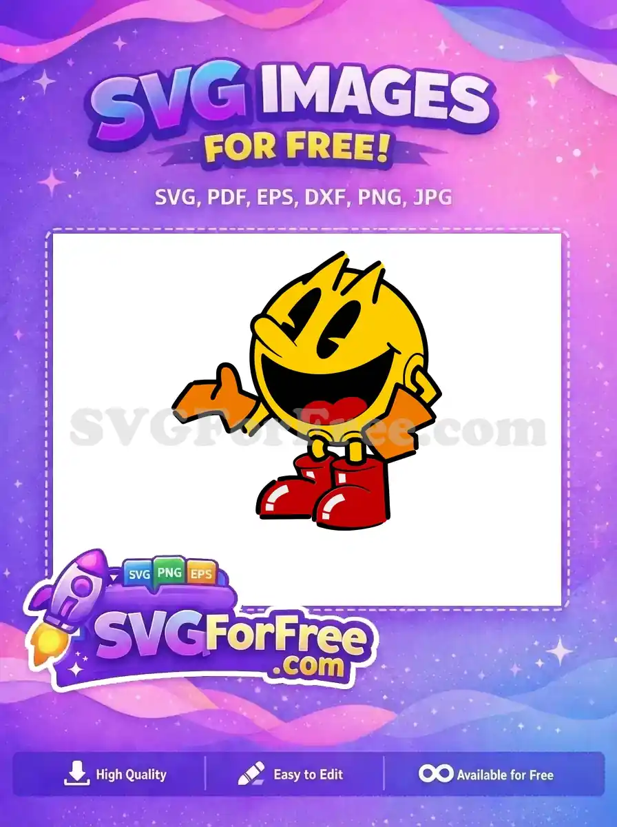 Free Smiling Pacman Free Orange Gloves Pacman Free SVG