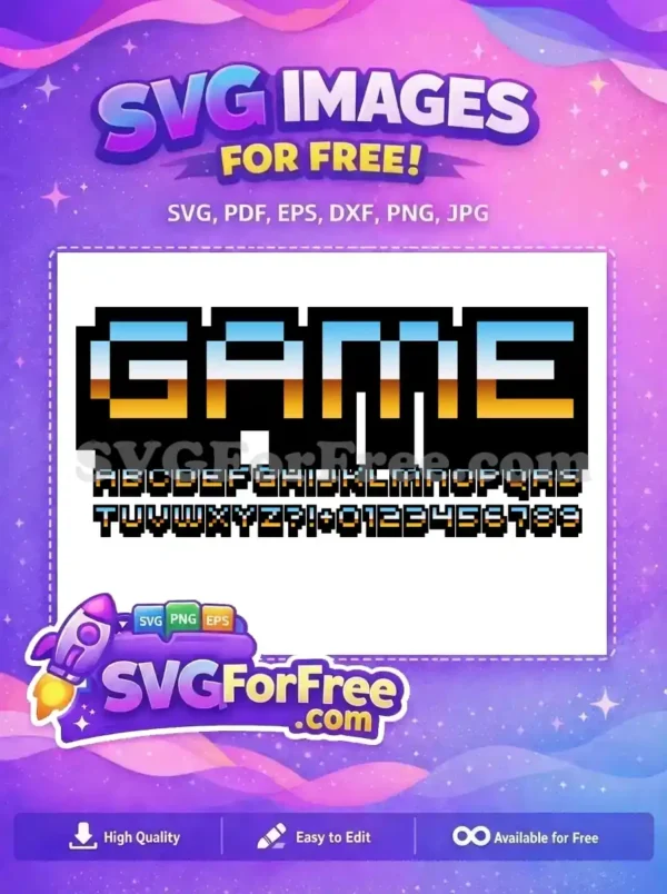 Free Pixelated Blue-Orange Font Free Game Title Free SVG