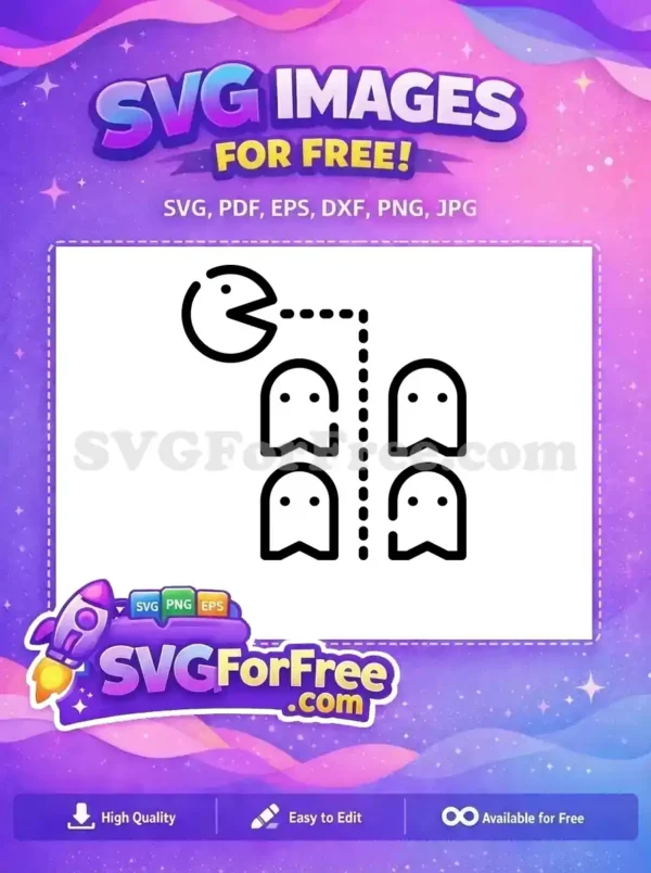 Free Round Character Free Chasing Ghosts Pacman Free SVG