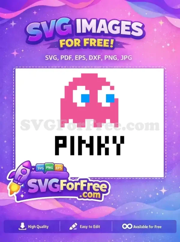 Free Pink Ghost Blue Eyes Simple Pacman Free Game Free SVG