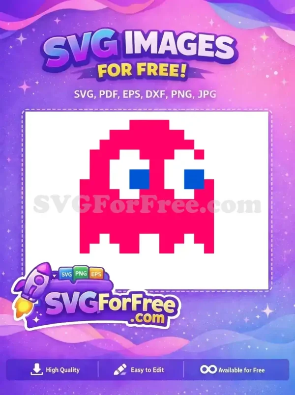 Free Pink Pixel Ghost Free Blue Eyes Pacman Free SVG Free Pink Pixel Ghost Free Blue Eyes Pacman Free SVG