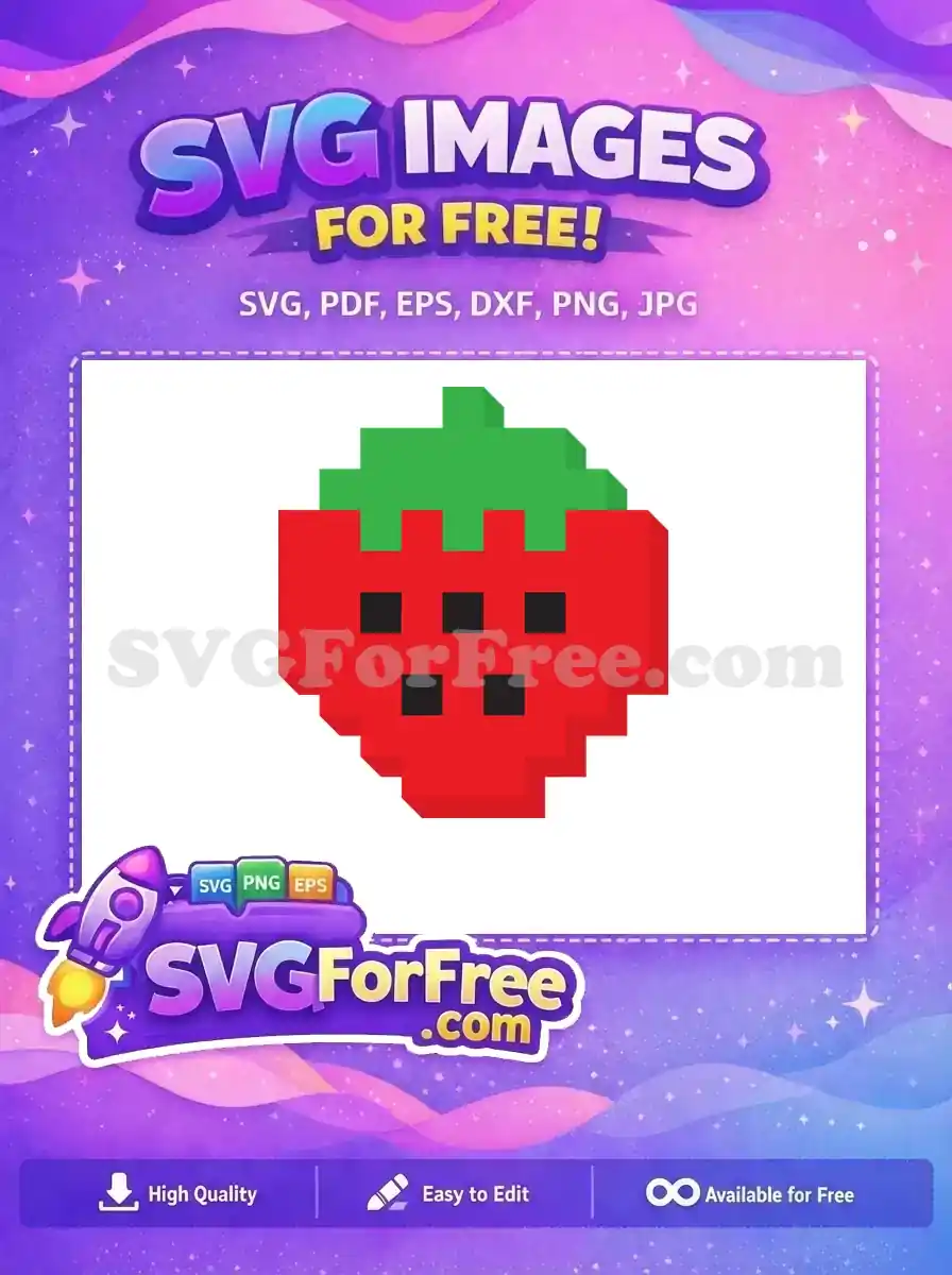 Free Red Pixel Free Strawberry Pacman Free SVG