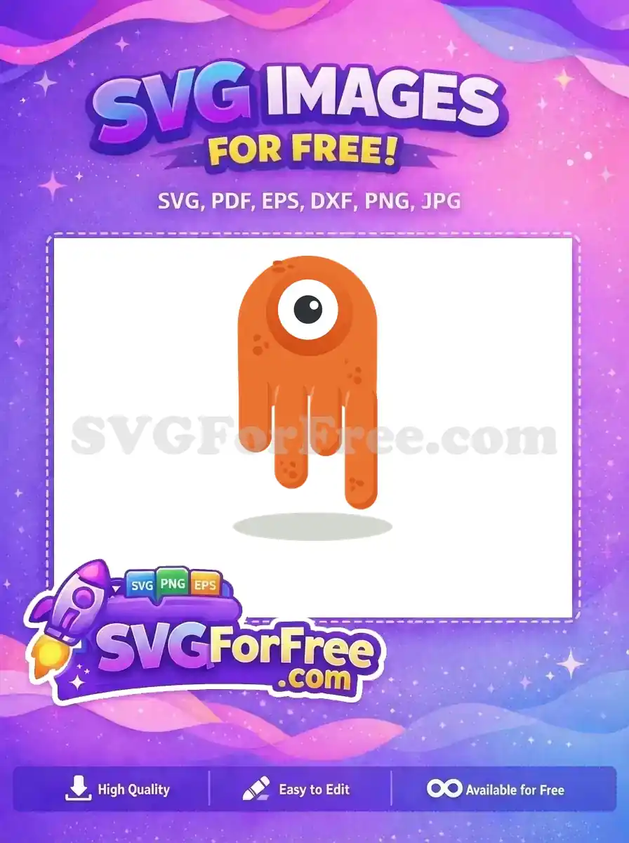 Free Orange One-Eyed Alien Free Pacman Ghost Character Free SVG