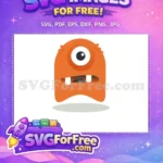 Free Orange One-Eyed Monster Free Two Teeth Pacman Free SVG - Instant Download
