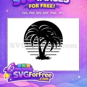 Free Black Palm Silhouette Free Sunset Graphic Design Free SVG