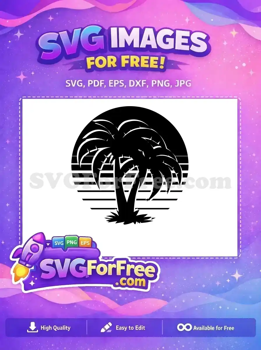Free Black Palm Silhouette Free Sunset Graphic Design Free SVG