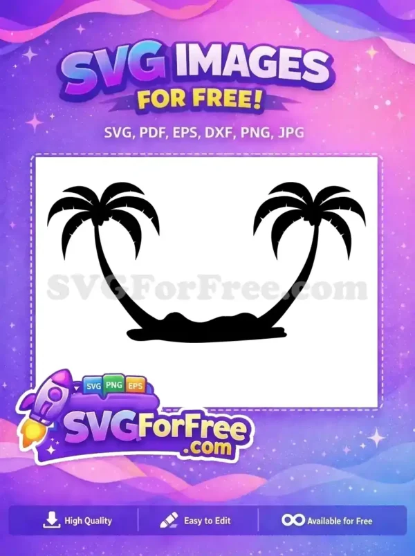 Free Curved Trunk Free Beach View Palm Free SVG