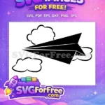 Free Black Paper Plane Free Cloud Detail Sky Free SVG - Instant Download