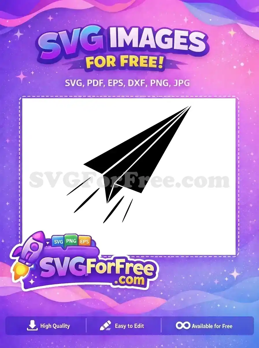 Free Black Paper Plane Free Flying Fast Simple Free SVG