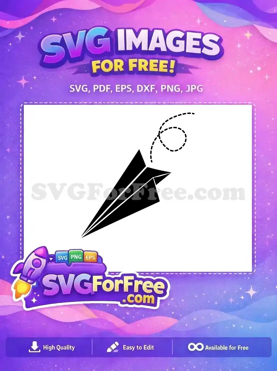Free Black Paper Plane Free Dashed Swirl Paper Plane Free SVG