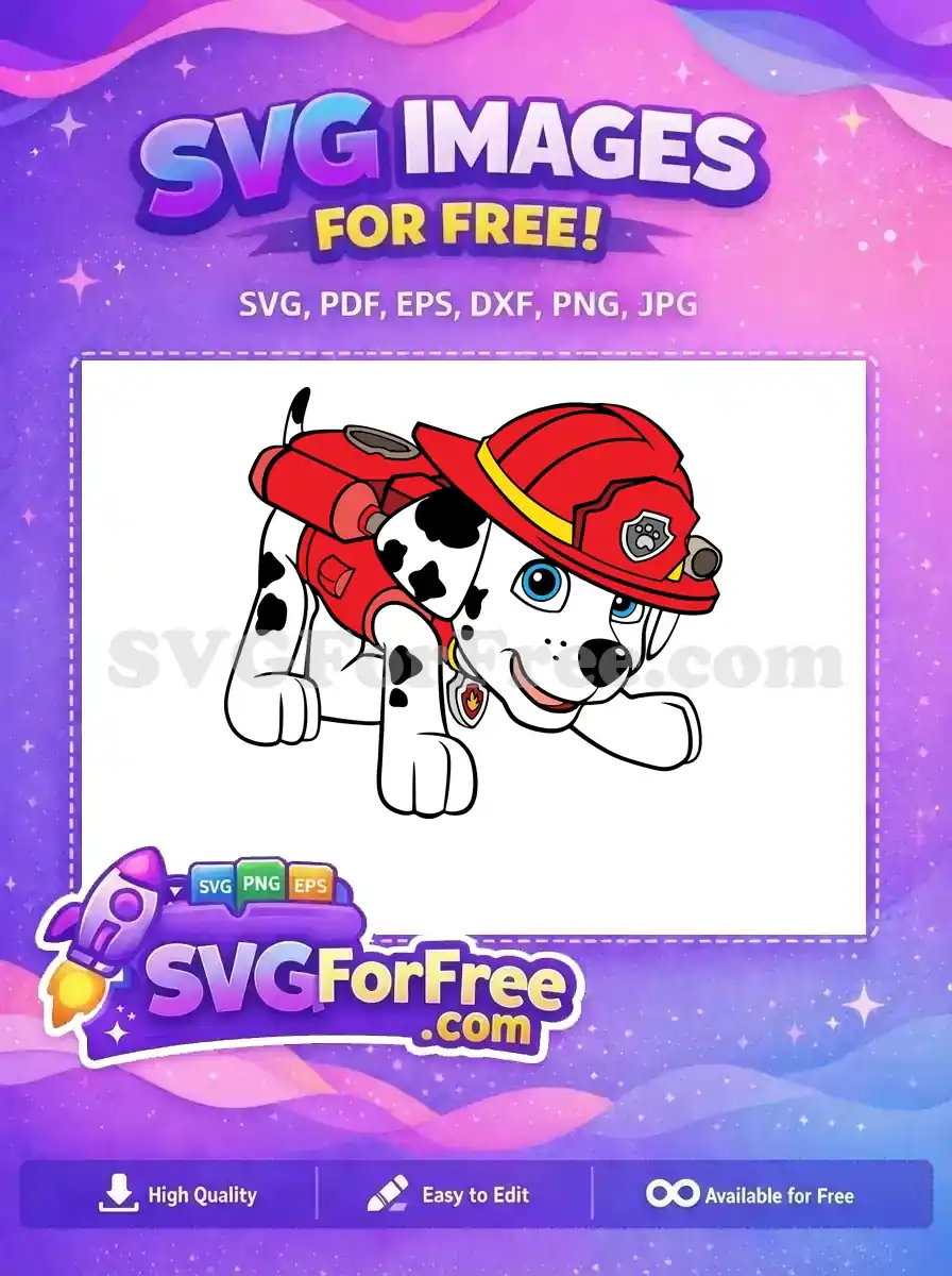 Free Dalmatian Pup with Helmet Free Firefighter Gear PAW Patrol Free SVG