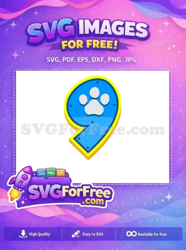 Free Number Nine Free Paw Badge PAW Patrol Free SVG