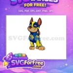 Free Smiling Superhero Chase Free Blue Yellow PAW Patrol Free SVG - Instant Download