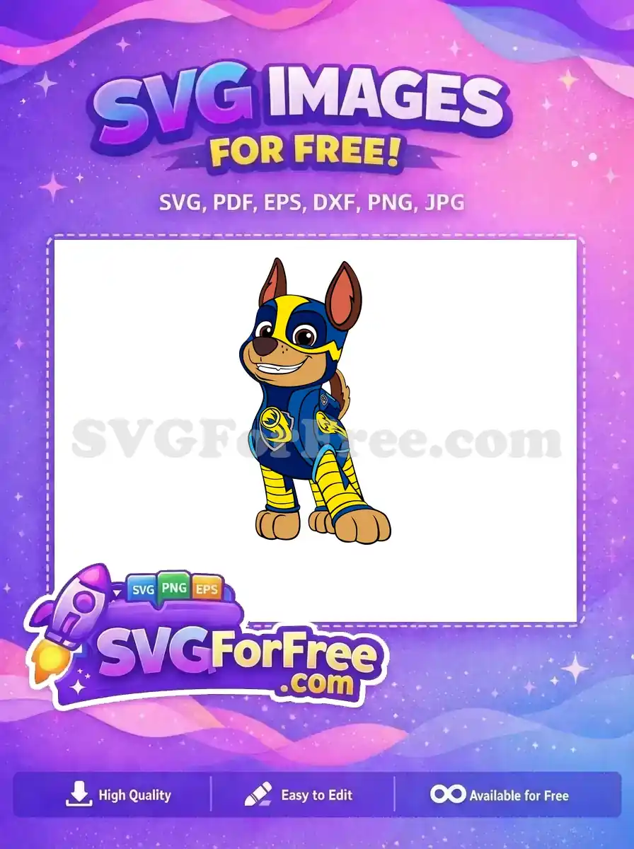 Free Smiling Superhero Chase Free Blue Yellow PAW Patrol Free SVG