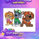Free Skye Rocky Zuma Free Cartoon Smiling Pups PAW Patrol Free SVG - Instant Download