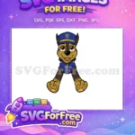 Free Smiling Chase Free Paw Patrol Character Movie Free SVG - Instant Download