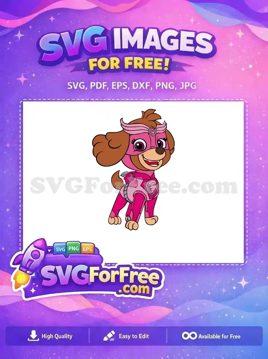 Free Pink Superhero Skye Free Smiling Pup PAW Patrol Free SVG