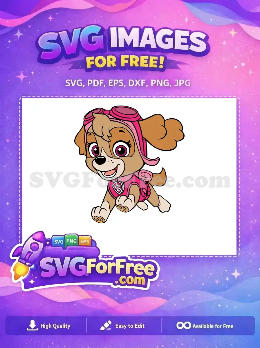 Free Cartoon Skye Free Pink Goggles PAW Patrol Free SVG