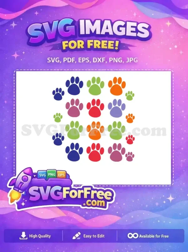 Free Colorful Paw Prints Free Paw Patrol Cartoon Free SVG
