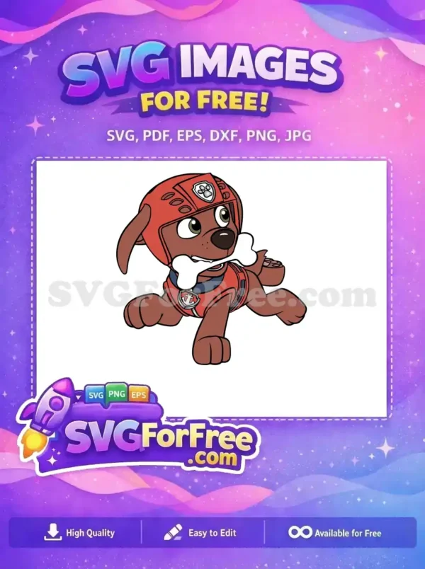 Free Zuma with Bone Free Red Helmet PAW Patrol Free SVG Free Zuma with Bone Free Red Helmet PAW Patrol Free SVG