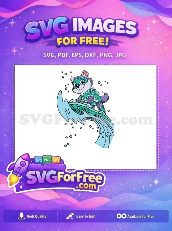 Free Mighty Pup Everest Snowboarding Free Teal Purple Suit PAW Patrol Free SVG