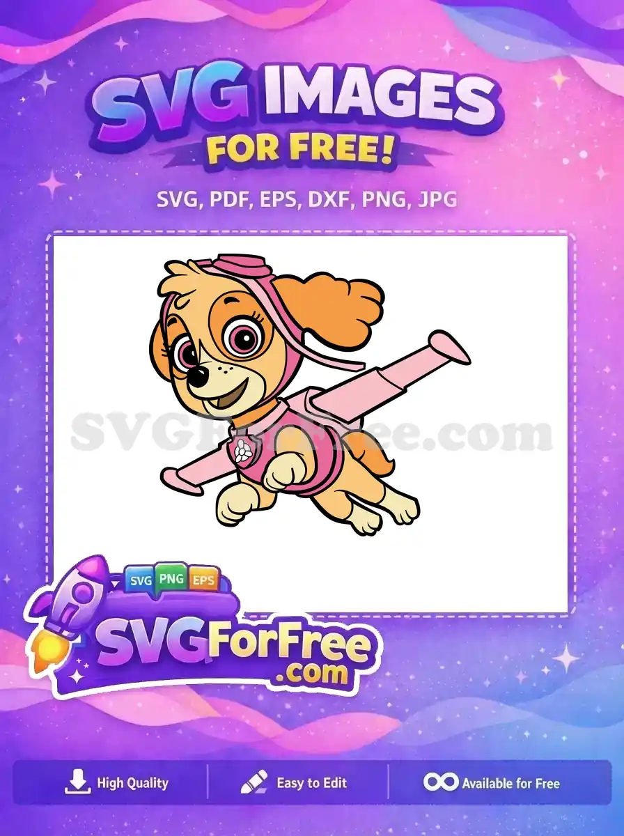 Free Happy Skye Pink Goggles Free Flying Pilot Pup PAW Patrol Free SVG