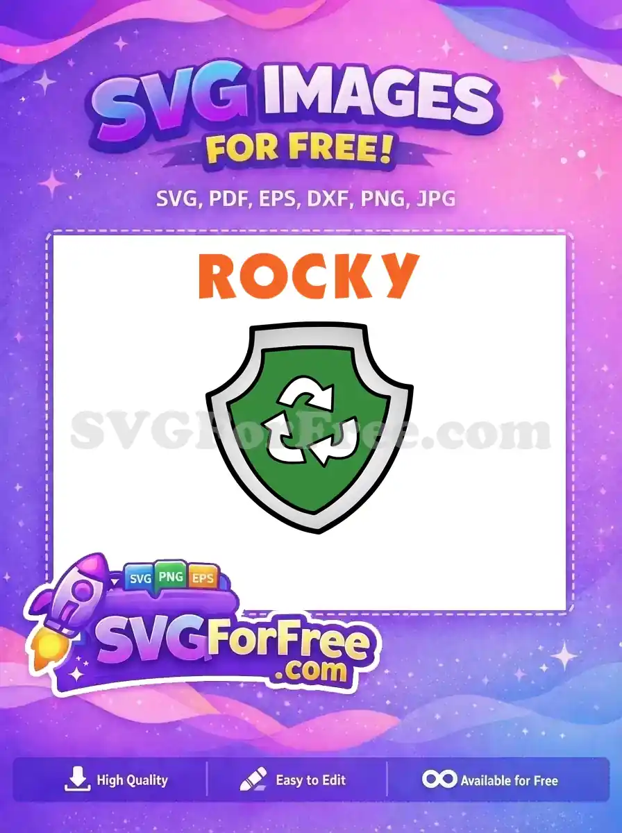 Free Rocky Recycle Badge Free Green Shield PAW Patrol Free SVG