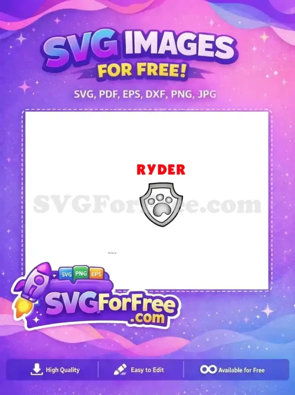 Free Red Ryder Name Free Silver Paw Shield PAW Patrol Cartoon Free SVG