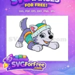 Free Happy Purple Everest Free Teal Winter Hat PAW Patrol Cartoon Free SVG - Instant Download