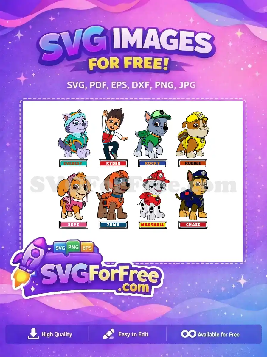 Free Colorful Characters Free Cartoon Pups Paw Patrol Free SVG