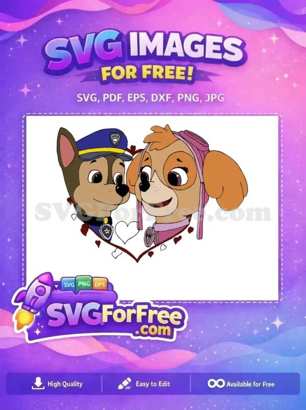 Free Chase Skye Smiling Free Heart Paw Patrol Free SVG