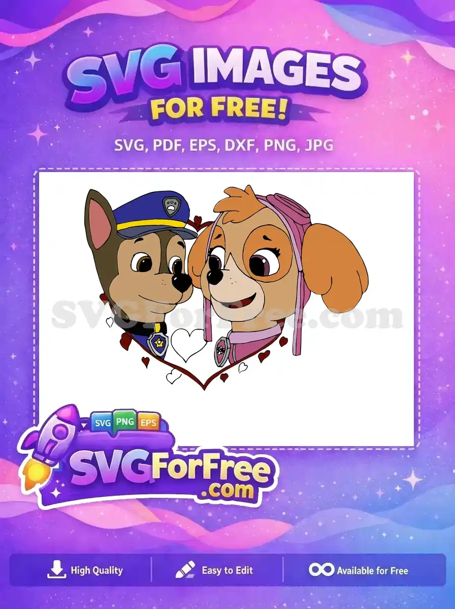 Free Chase Skye Smiling Free Heart Paw Patrol Free SVG
