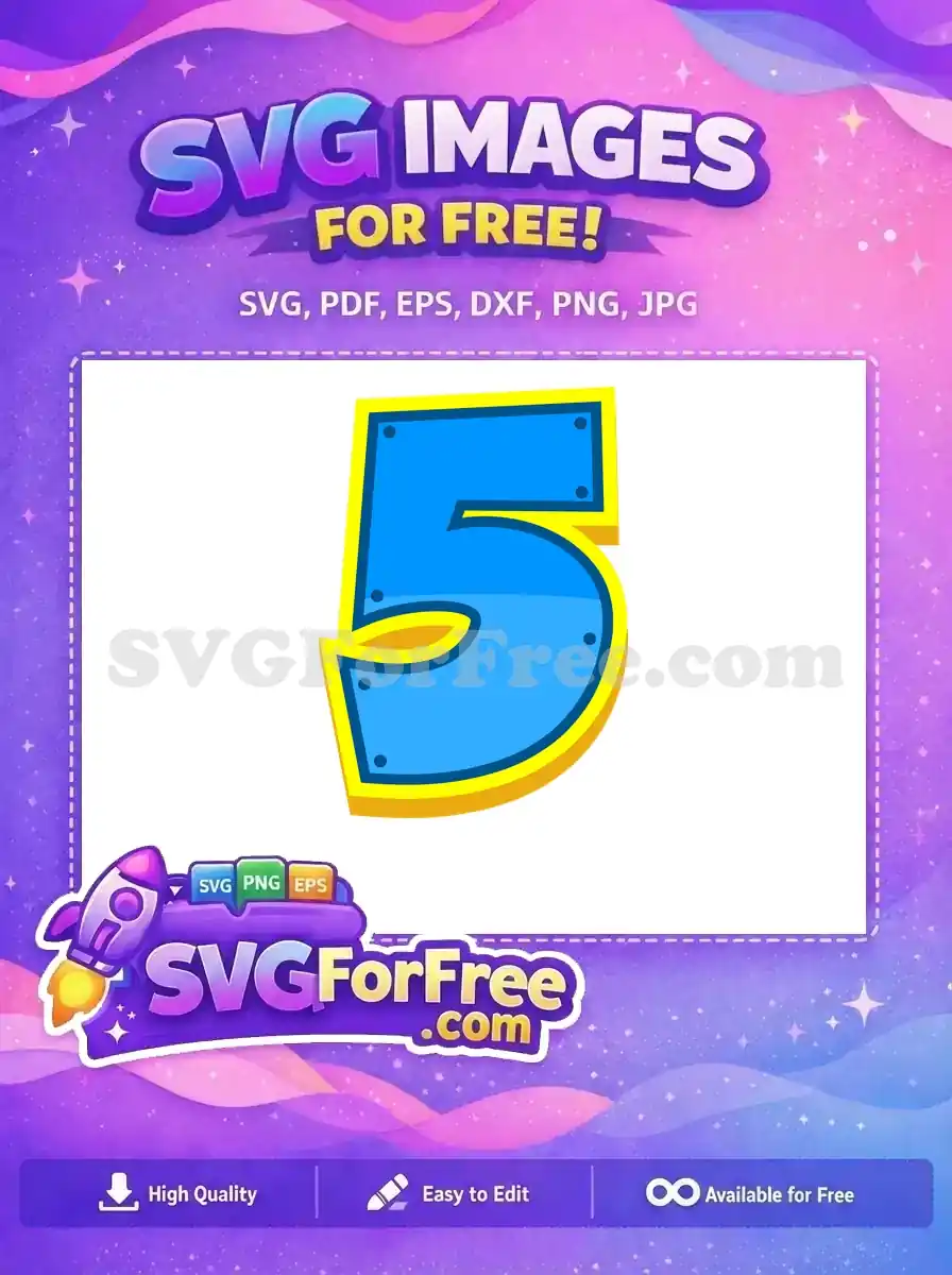 Free Number Five Blue Free Yellow Trim Paw Patrol Free SVG