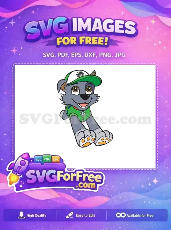 Free Rocky Smiling Free Green Vest Paw Patrol Free SVG