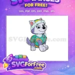 Free Smiling Everest Pup Free Teal Snow Uniform PAW Patrol Cartoon Free SVG - Instant Download