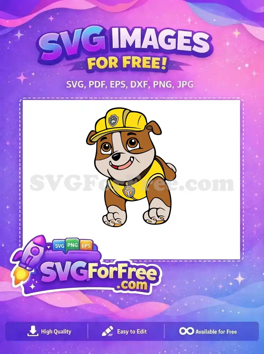 Free Rubble Smiling Free Construction Hat Paw Patrol Free SVG 4