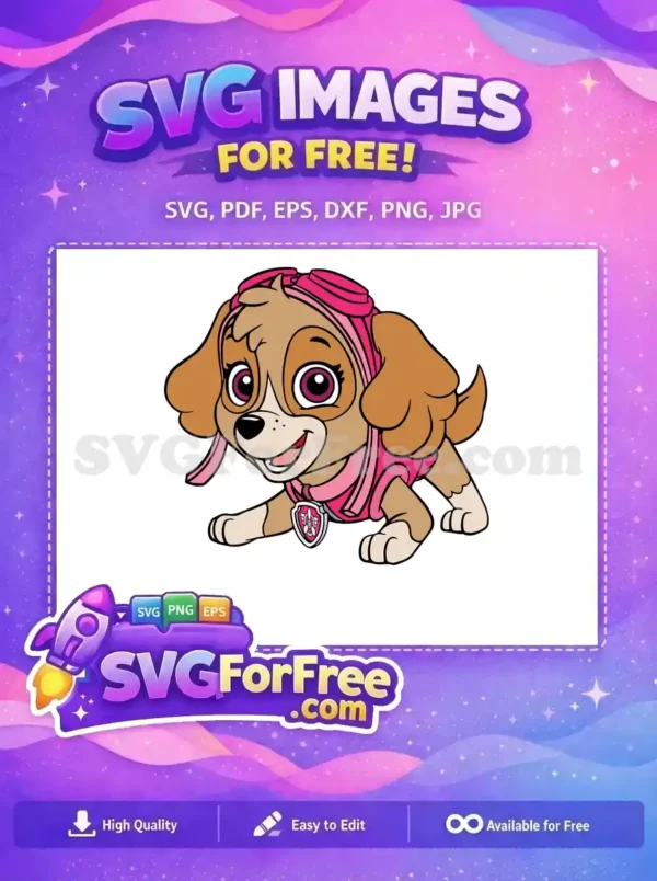 Free Pink Goggles Free Smiling Skye Paw Patrol Free SVG