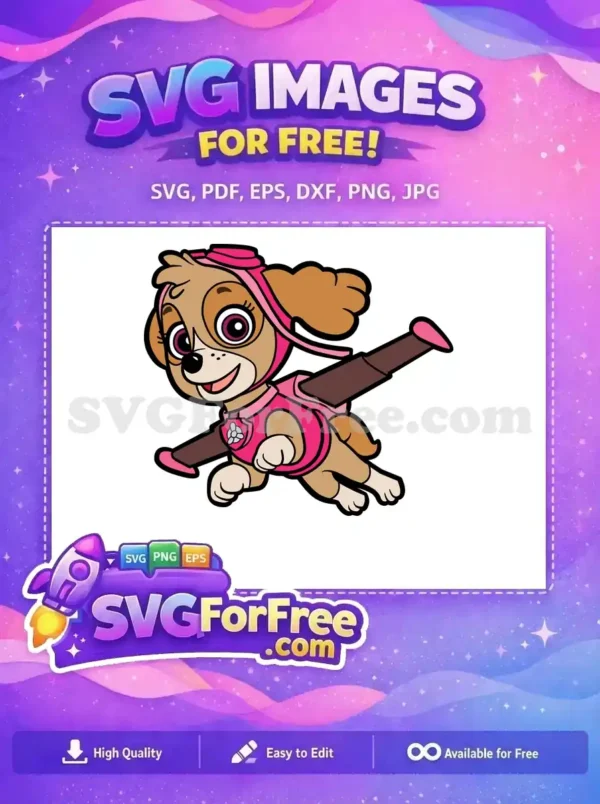 Free Smiling Skye Free Pink Outfit PAW Patrol Free SVG