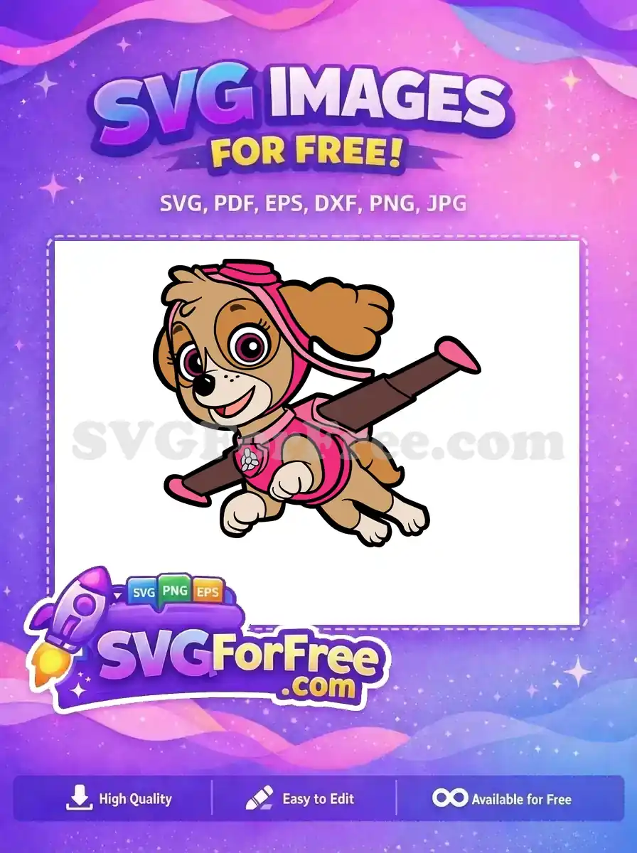 Free Smiling Skye Free Pink Outfit PAW Patrol Free SVG