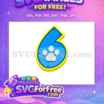 Free Blue Number Six Free Paw Patrol Badge Free SVG - Instant Download