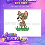 Free Smiling Tracker Pup Free Green Outfit PAW Patrol Free SVG - Instant Download