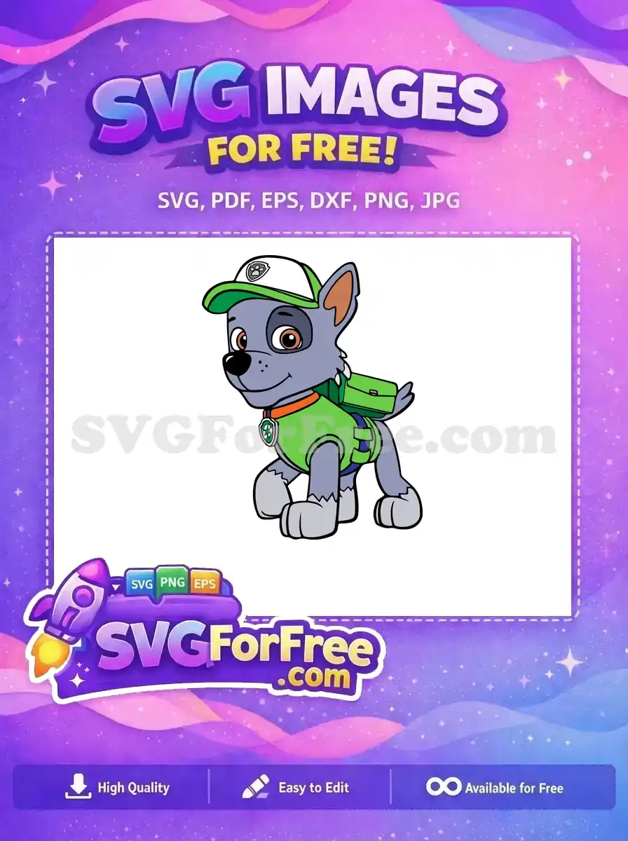 Free Rocky Smiling Face Free Green Vest PAW Patrol Free SVG