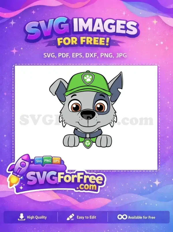 Free Smiling Rocky Free Green Cap Paw Patrol Free SVG 2