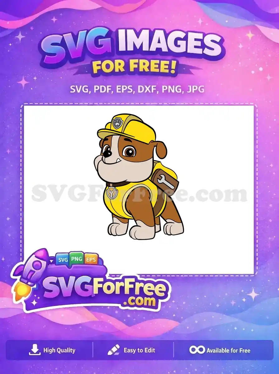 Free Rubble Smiling Free Yellow Helmet Paw Patrol Free SVG 2