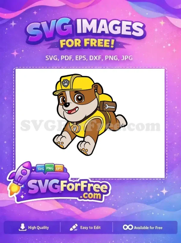 Free Smiling Rubble Free Construction Outfit PAW Patrol Free SVG 2