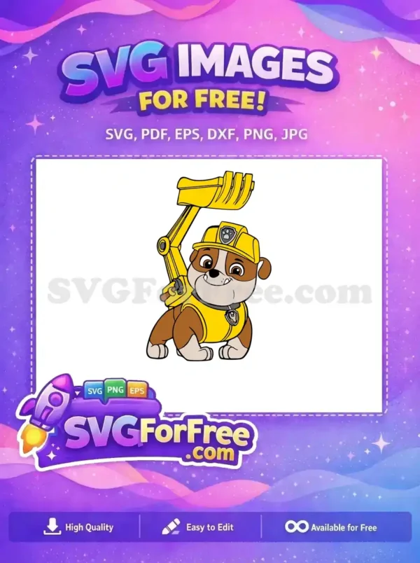 Free Rubble Smiling Free Yellow Bulldozer Paw Patrol Free SVG