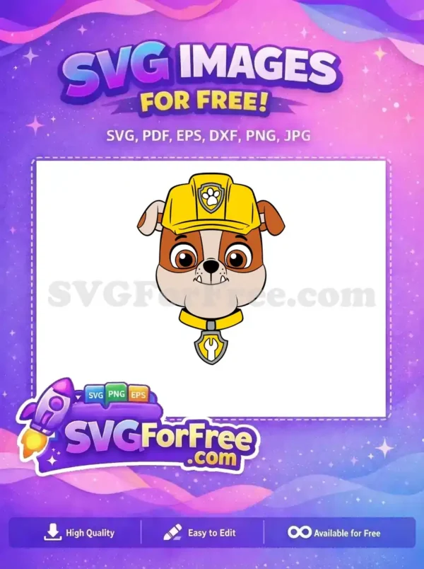 Free Brown Haired Pup Free Yellow Helmet Paw Patrol Free SVG