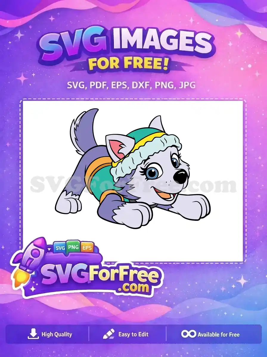 Free Excited Playful Everest Free Turquoise Outfit Paw Patrol Free SVG