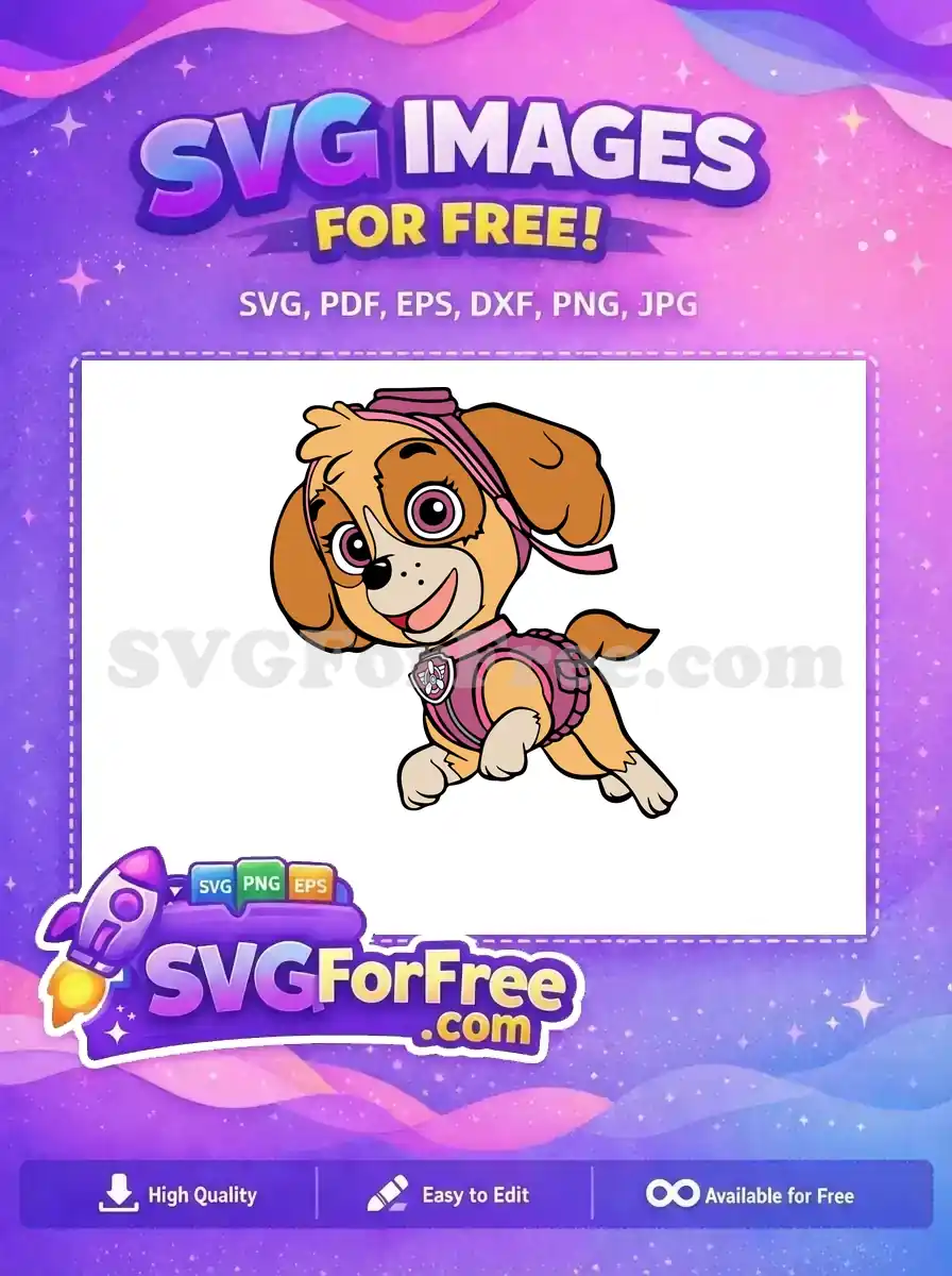 Free Pink Headband Free Smiling Skye PAW Patrol Free SVG 2